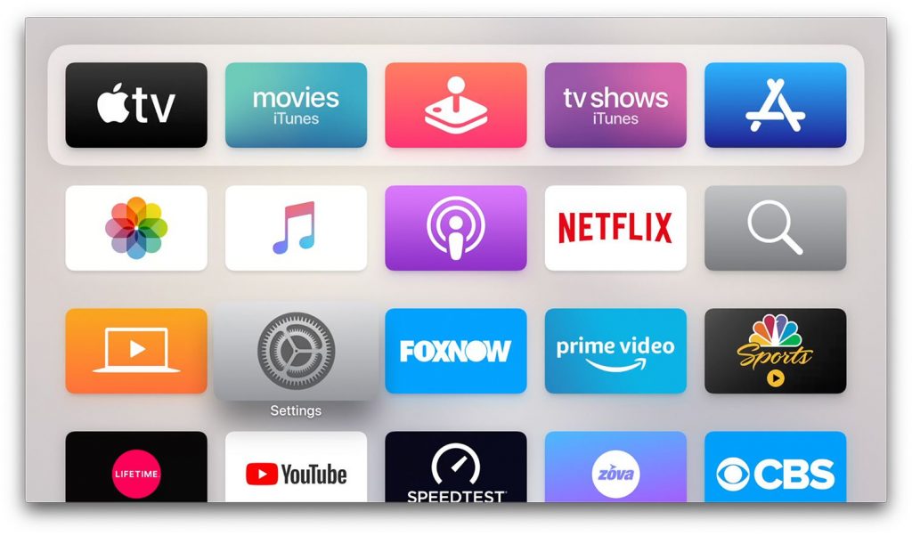 Apple TV home screen
