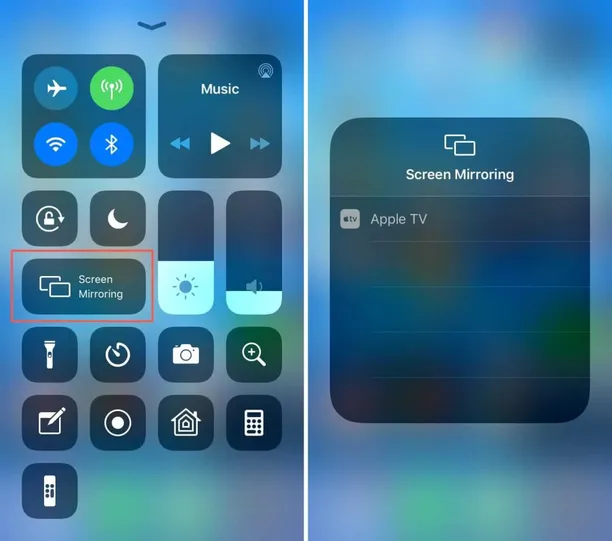 Tap Screen mirroring on iPhone
