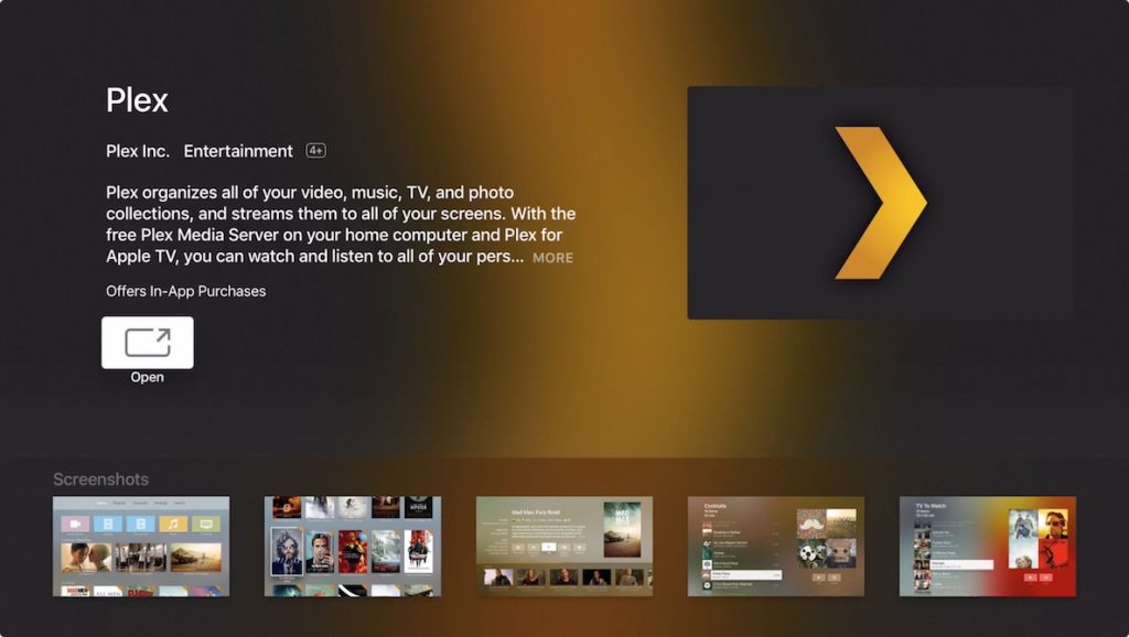 Open Plex app on Apple TV