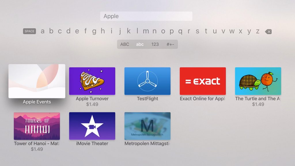 Search bar on the Apple TV
