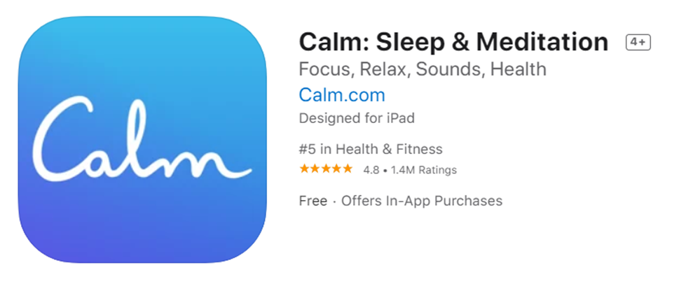 Calm Health App for Apple TV