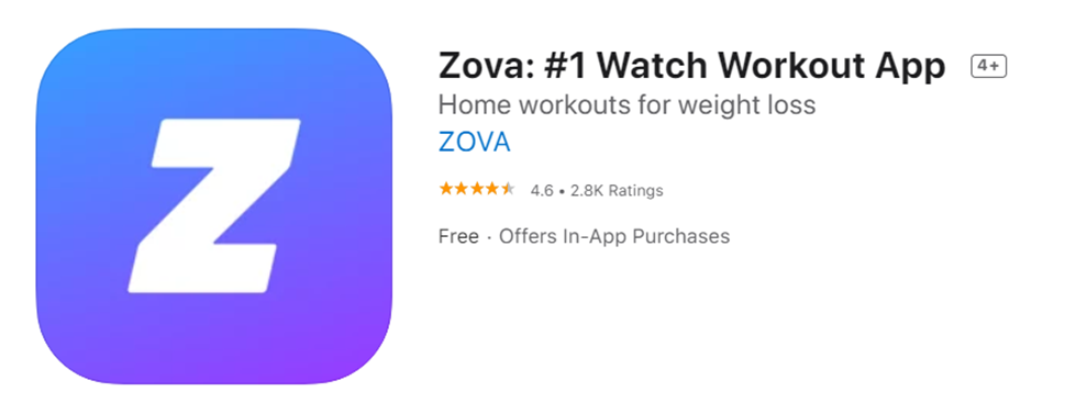 Zova app on Apple Store