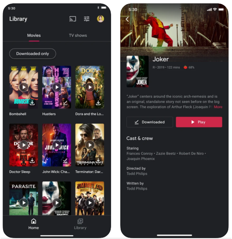 Google Play Movies on iOS device