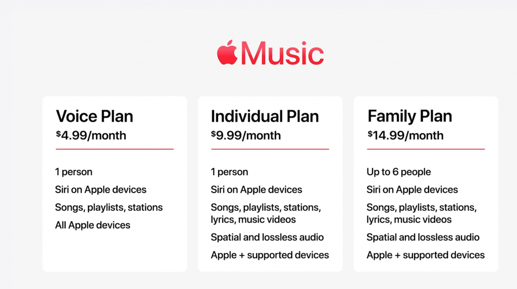 Apple Music plans and pricing