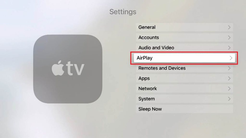 AirPlay on Apple TV Settings