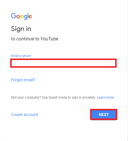 YouTube sign in with Google account