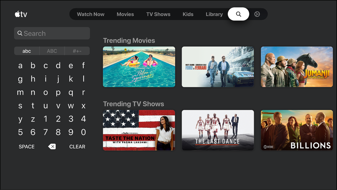 Search bar on Apple TV+