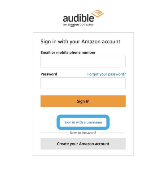 Log in to Audible with Amazon Account