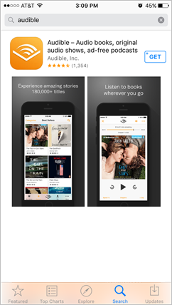 Search for Audible in the App Store