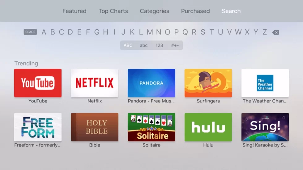 Search bar on Apple TV