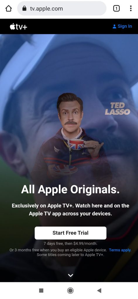Apple TV website