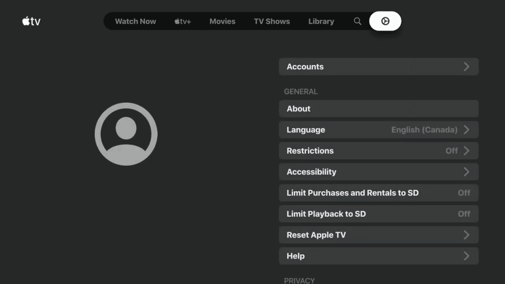 Apple TV account sign in
