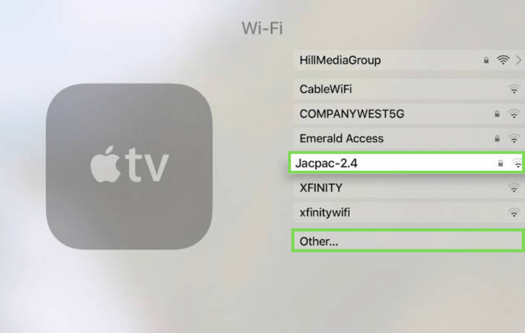 How to change Wifi network on Apple TV