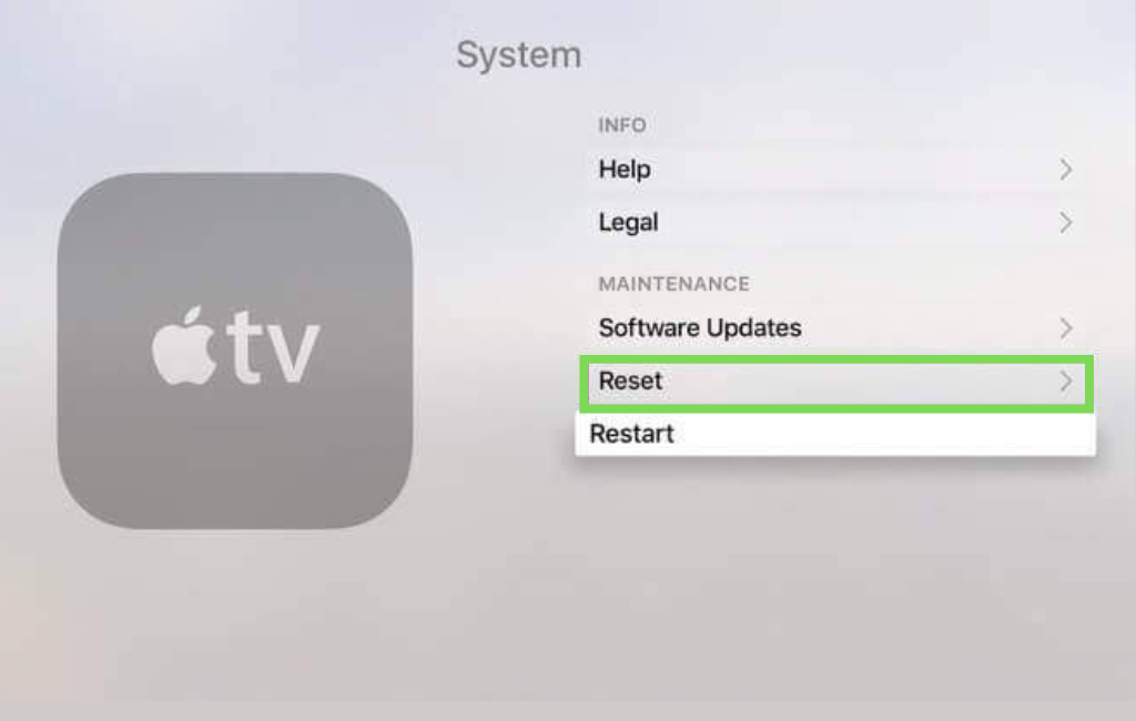 Reset Apple TV 