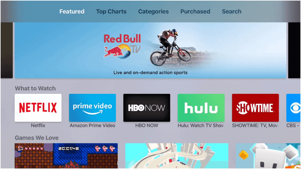 Search for the Sky Go app on Apple TV