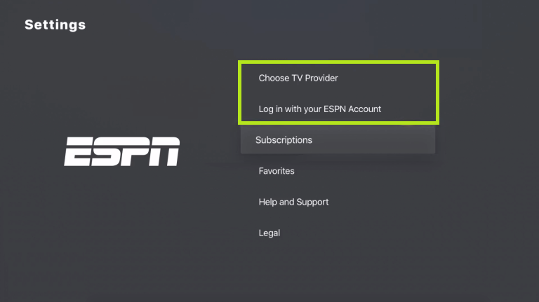Activate ESPN on Apple TV 