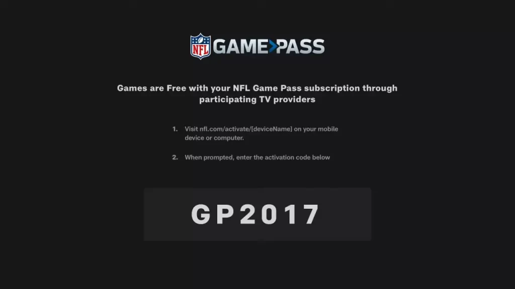 Activate NFL Game Pass on Apple TV 