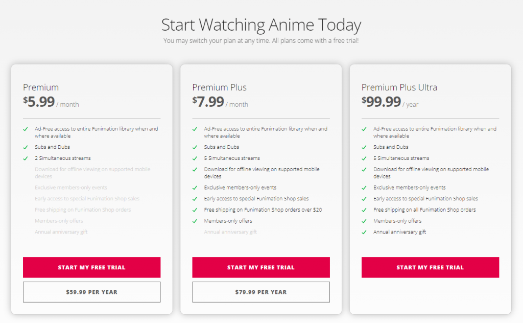 choose the plan to stream Funimation on Xbox 360