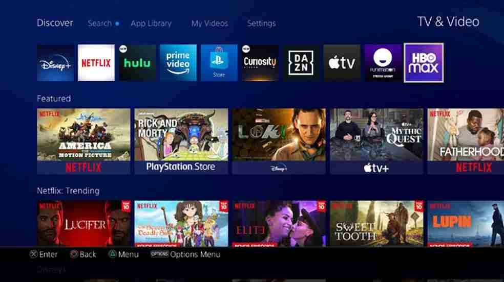 HBO Max under TV & Video in PS4