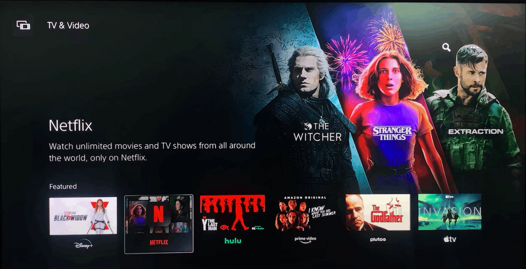 Select Netflix to watch Netflix on PS5