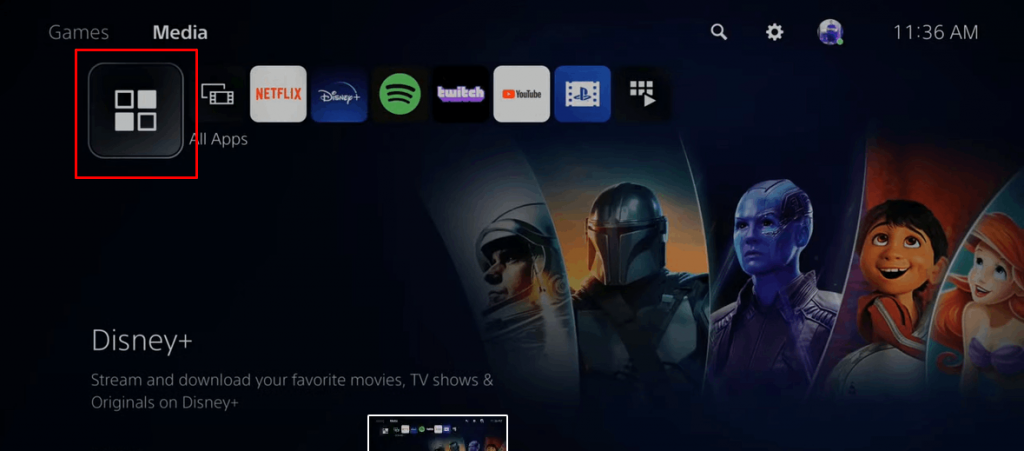 click on All Apps option to install YouTube TV on PS5