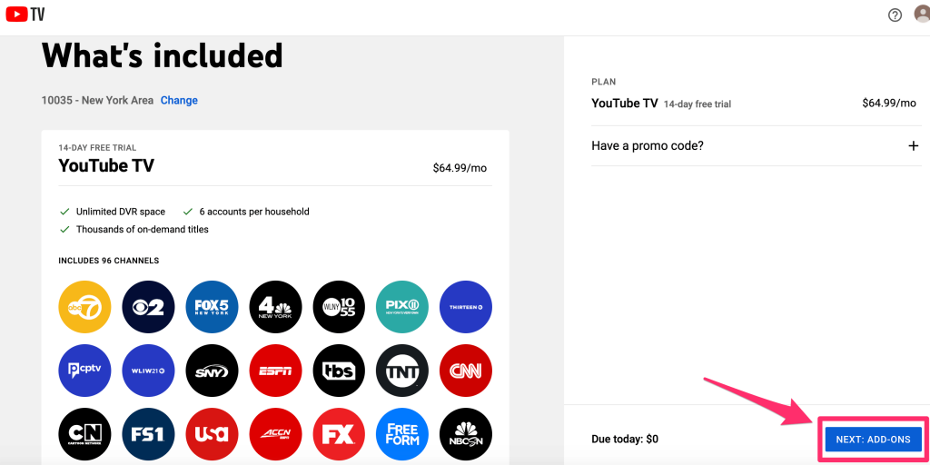 Select your YouTube TV plan