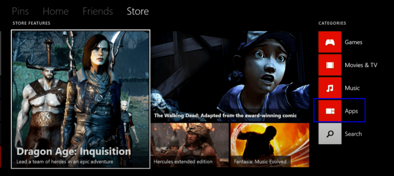 Xbox One Store menu