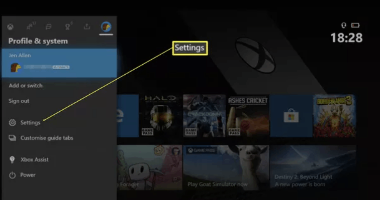 Select Settings to link Discord with Xbox One