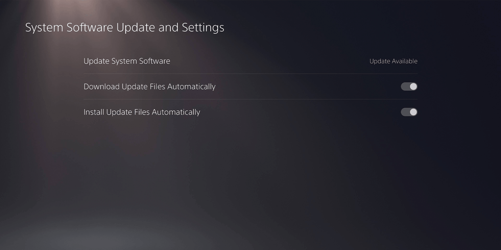 Automatic update on PS5