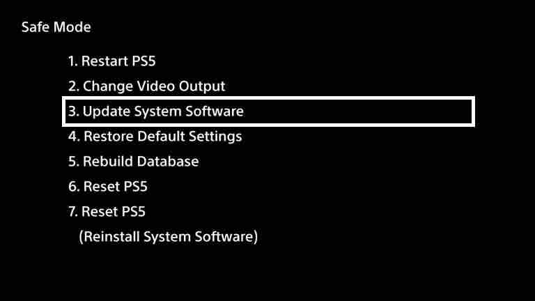 Update PlayStation 5 system in Safe mode