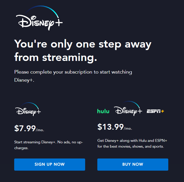 Disney Plus Subscription Plan