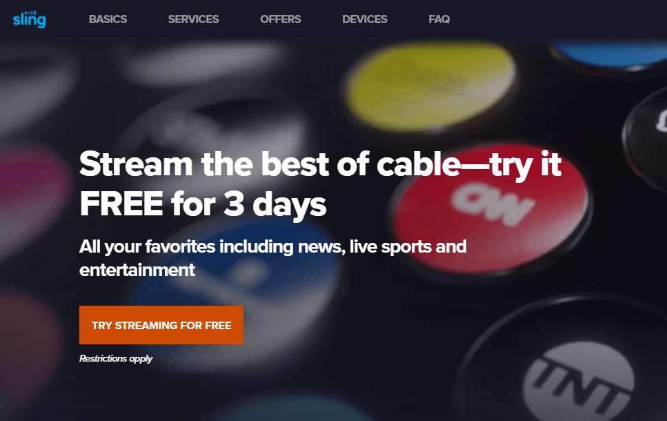 Select Try Streaming For Free to stream sling TV on PS4
