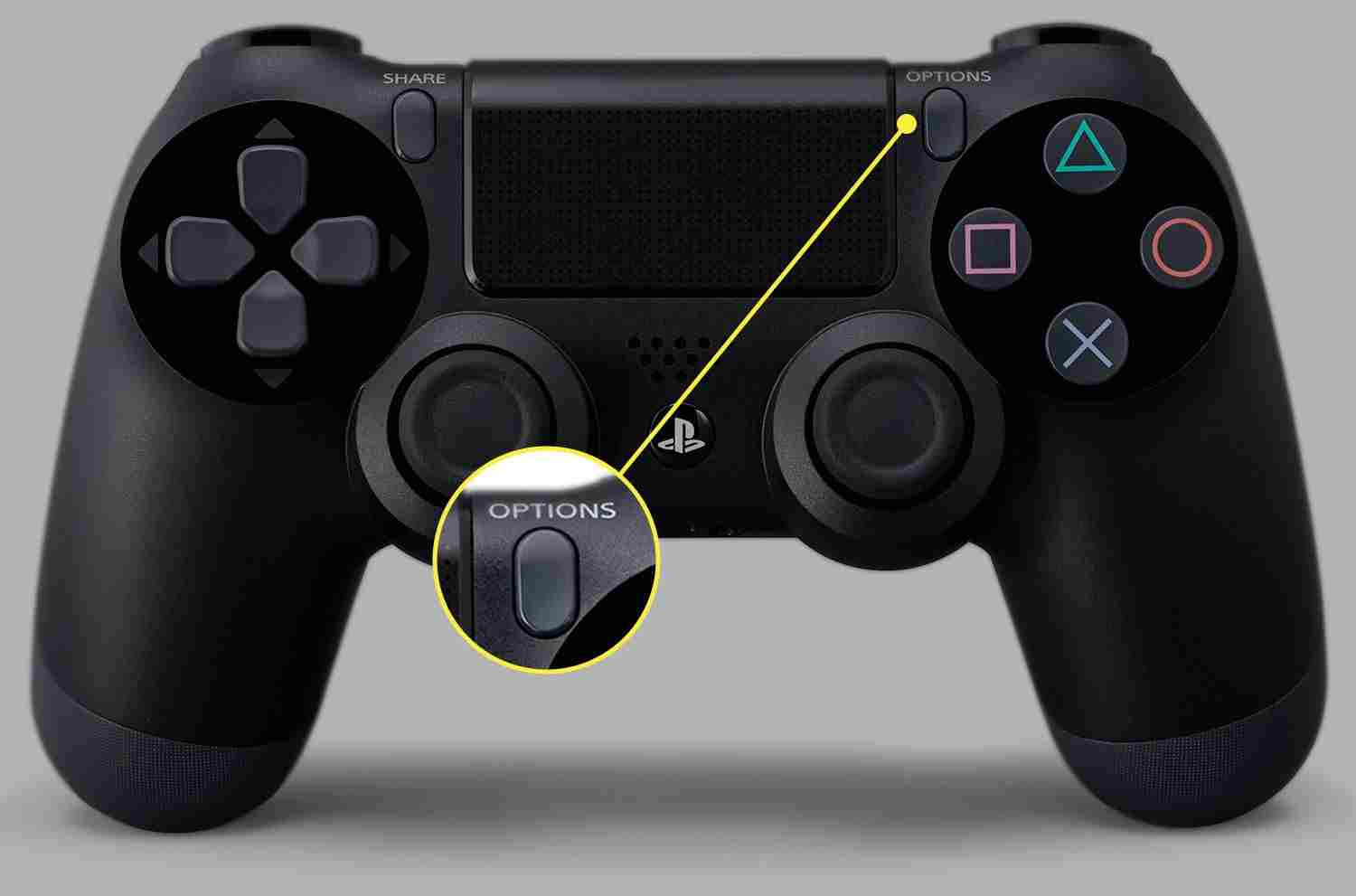 Press the options button on controller