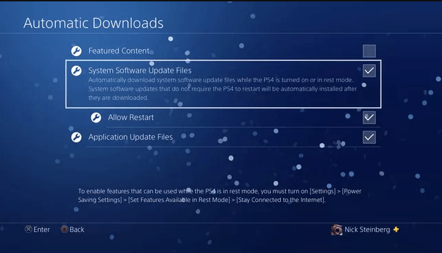 Check Off to update PS4