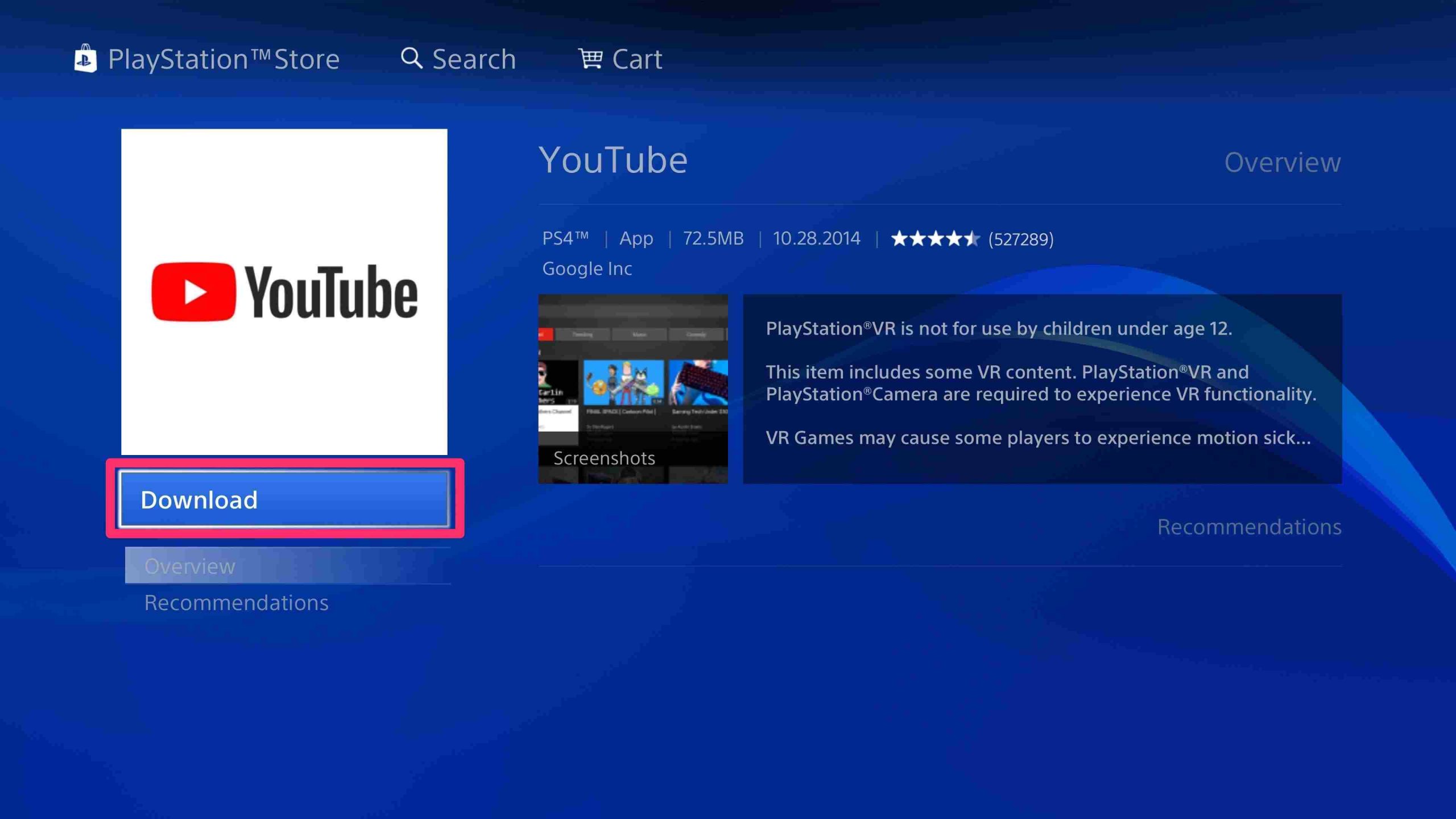 Download YouTube on PS4