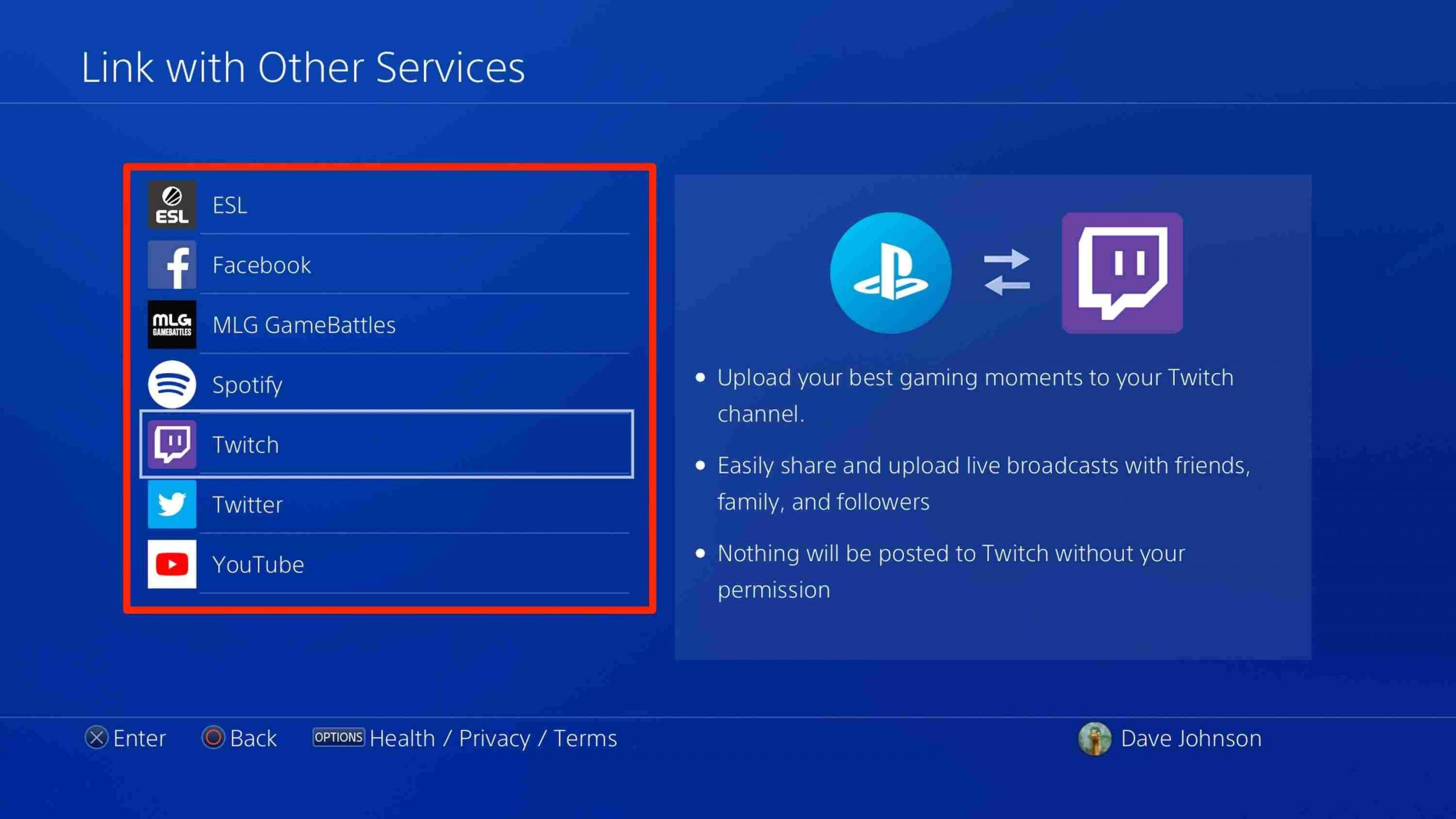 Choose YouTube to upload the clip from PS4