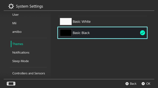 Choose Basic Black to get Dark Mode on Nintendo Switch 