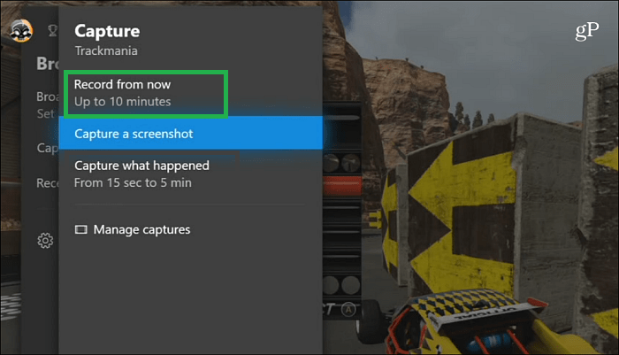 Capture Menu Xbox One - Record from Now