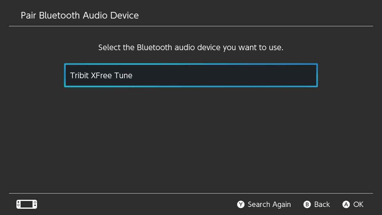Select Tribit XFree Tune to connect AirPods to Nintendo Switch