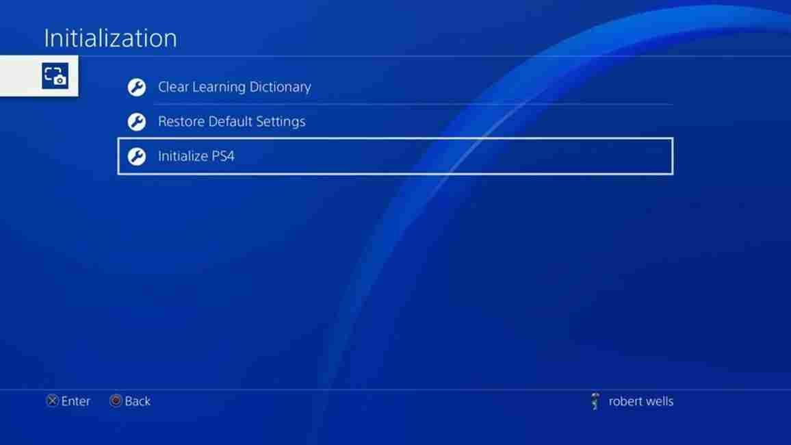 Initialize PS4 to factory reset 