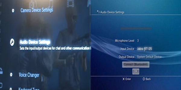 Audio Device Settings menu on PS3, connect bluetooth headphones to ps3