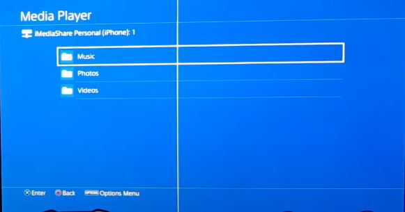 Apple Music on PS4. folders list on iPhone
