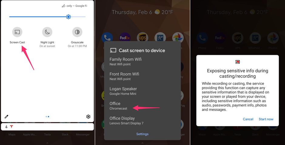 Enable screen mirroring on your smartphone