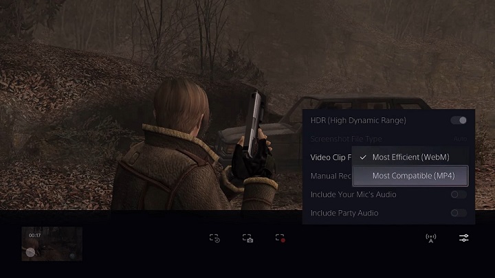 Choose MP4 format in Record Gameplay Screen on PS5