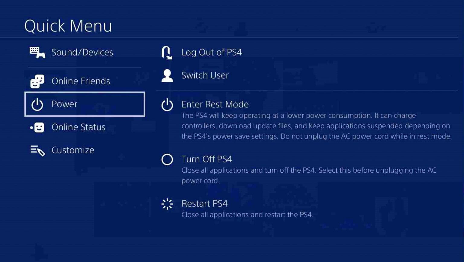 Select Turn Off PS4