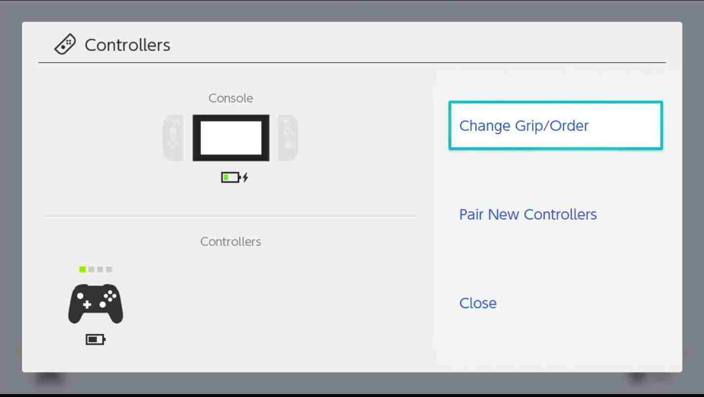 select Change grip/order to connect keyboard and mouse to Nintendo Switch