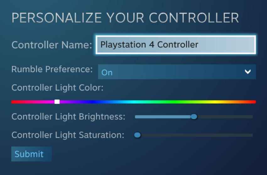 Click submit to connect PS4 controller to PC