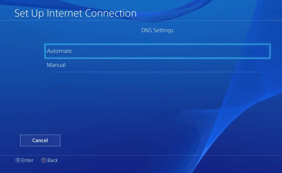 Specify the DNS settings to connect PS4 to Wi-Fi