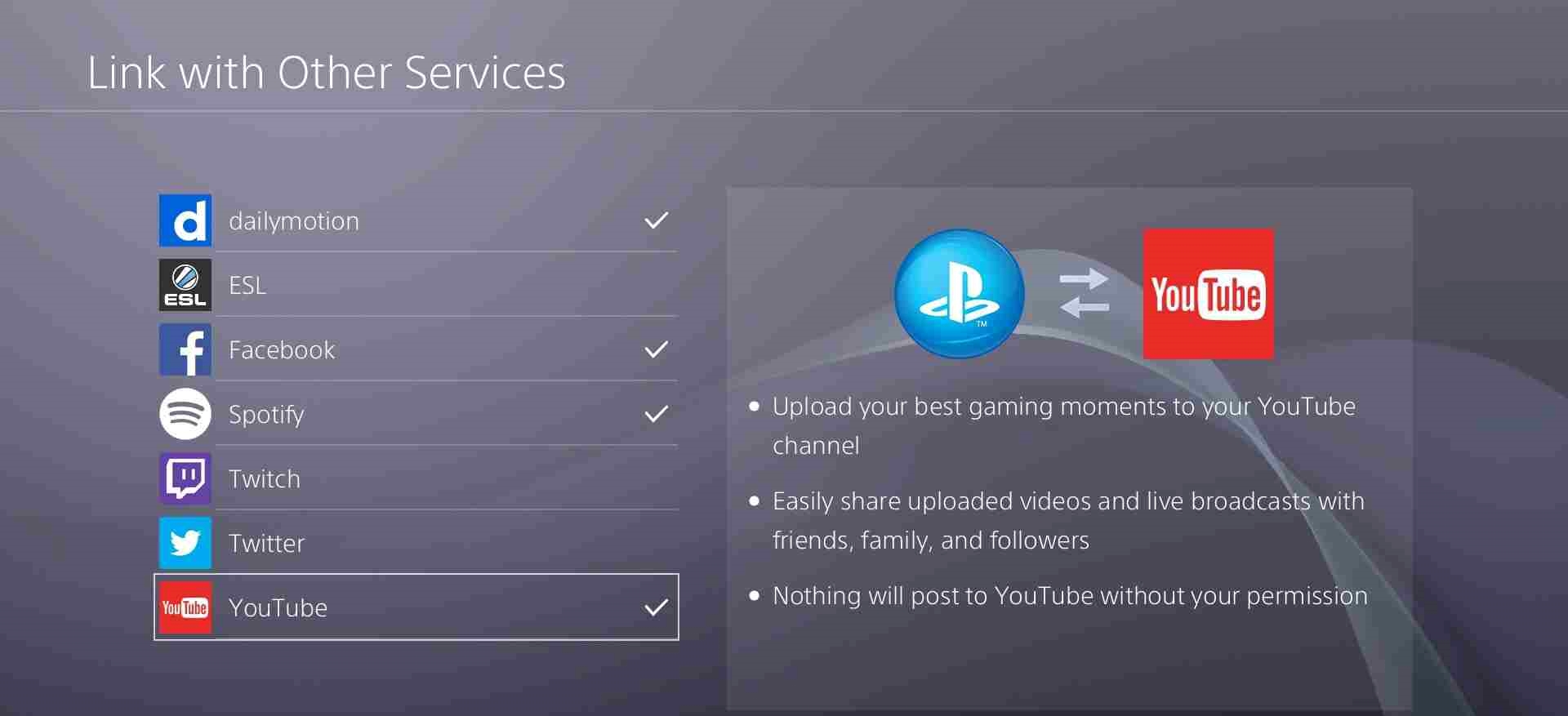 Link YouTube with PS4 to stream