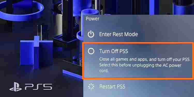 select turn off PS5 to completely turn off PS5